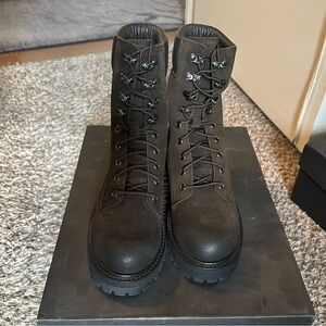 Thursday Dark Olive Suede Lace-Up Boots